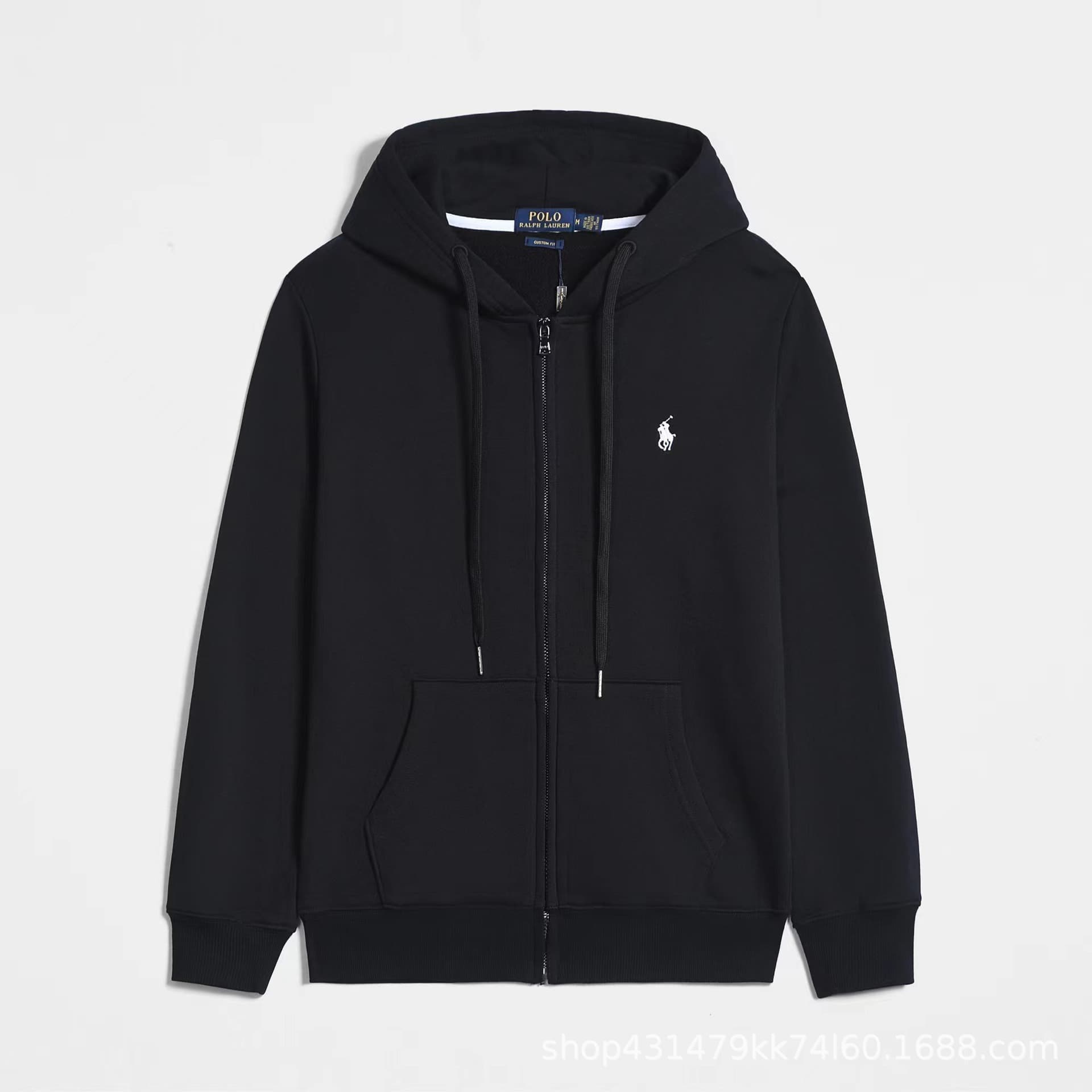 Spring/Autumn Thin Hooded RL Cardigan Solid Color Sweatshirt Embroidered Loose Plus Size Paul Men's Polo Jacket