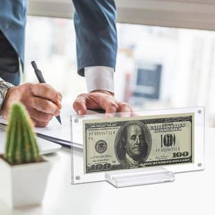 Transparent Acrylic Dust-Proof US Dollar Bill Display Frame Home Banknote Collection Stand with Base