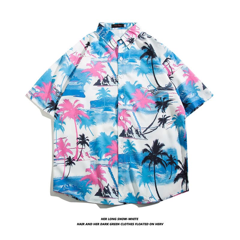 Hawaiian Short Sleeve Shirt for Men Trendy Summer Beach Floral Shirt Couples Loose Fit Shirt