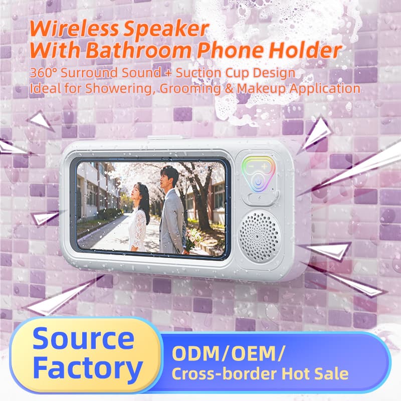 RGB Bluetooth Speaker Waterproof Bathroom Phone Box Bluetooth Speaker Shower TV Watching Phone Holder Touch Screen