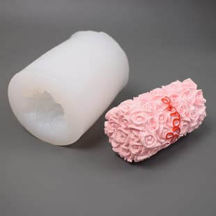 Chocolate Fondant Rose Column Shape Baking Mold Aromatherapy Stone Scented Candle Plaster Ornament Silicone Mold