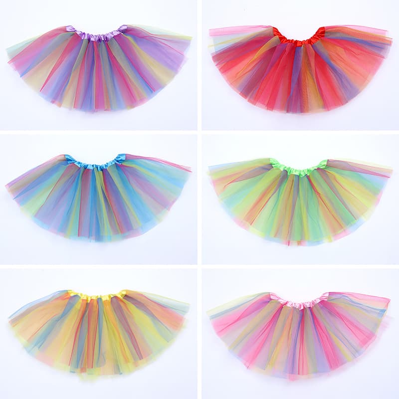 New Children's Skirt Wholesale Rainbow Print Tutu Skirt Mesh Half Skirt Girl Ballet Performance Mesh Princess Skirt