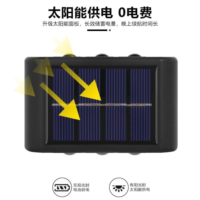 Solar Outdoor Courtyard Light Home Wall Lamp Decorative Wall Wash New Up and Down Glow Ambience Wall Light