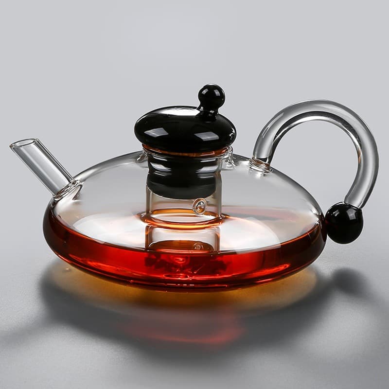 Latest high borosilicate mouse-tail spout teapot with tea-water separation feature