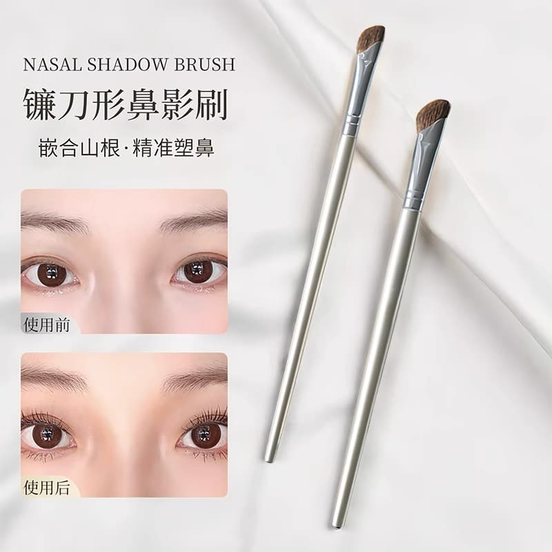 INS Sickle Contour Brush, Angled Nose Shadow Brush, Slanted Head Nose Wing Shading Brush, Beveled Blade Highlight Concealer Makeup Brush