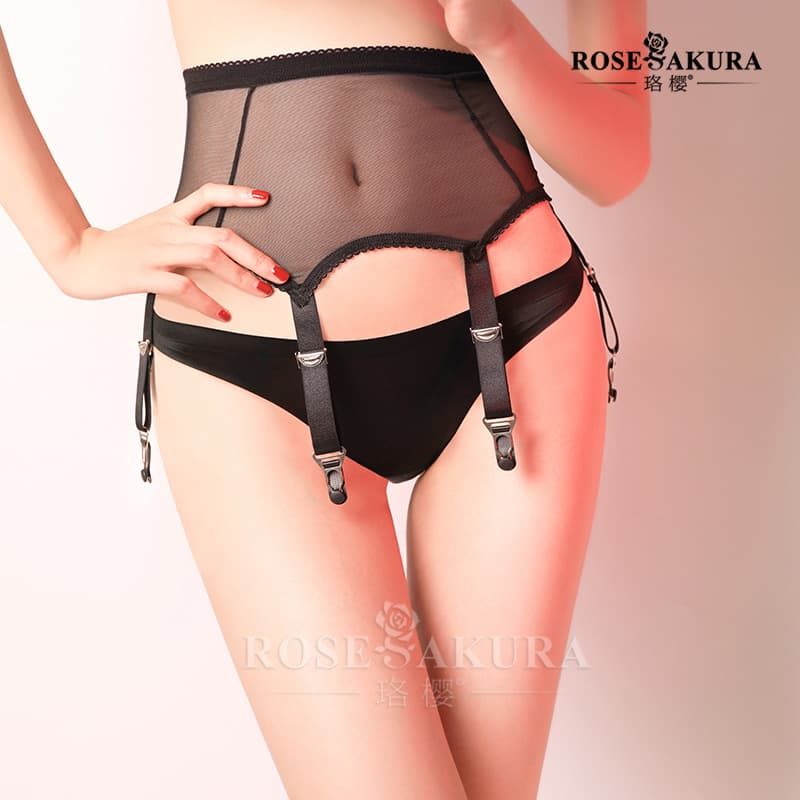 Luoying High-End Garter Belt with Rubber-Coated Metal Gourd Buckle, European and American Style Long Stockings Accessory, Item 7369