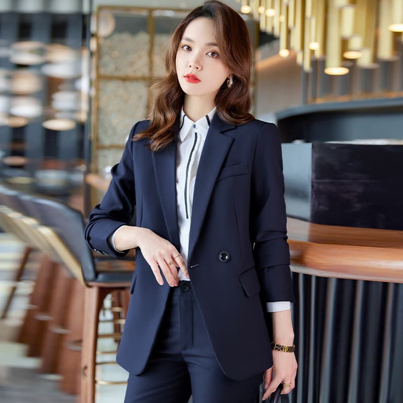 Dark Gray Women's Suit Set Spring/Fall New High-End Business Attire Professional Interview Formal Wear Hotel Uniform