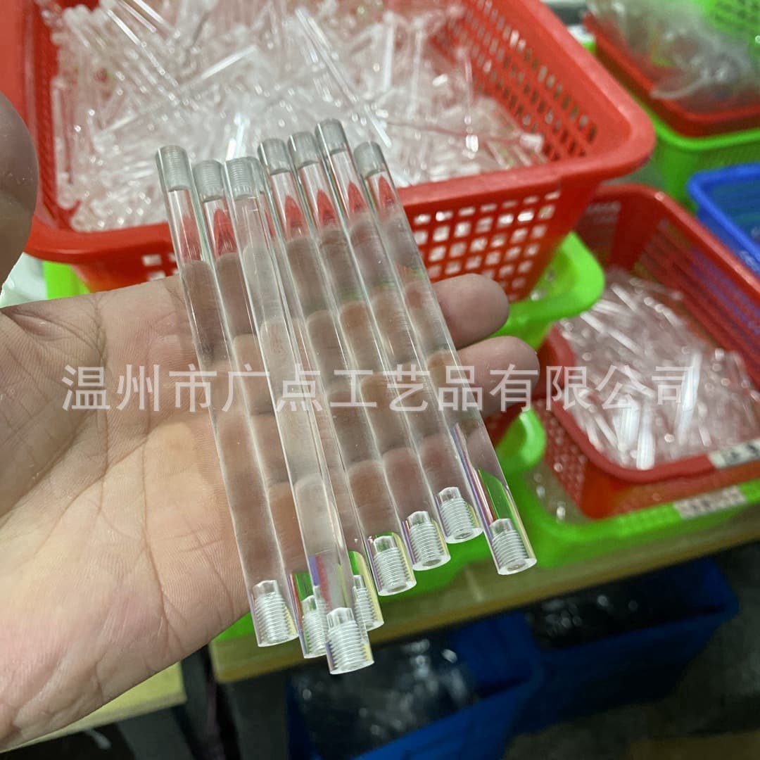 Transparent acrylic trapezoidal display rack round rod threaded cylindrical acrylic rod tapping and drilling processing customization
