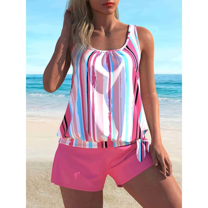 2026 New Cross-border Drop Shipping 1x Large Size Women's Striped Vest Set Fashion Knitwear