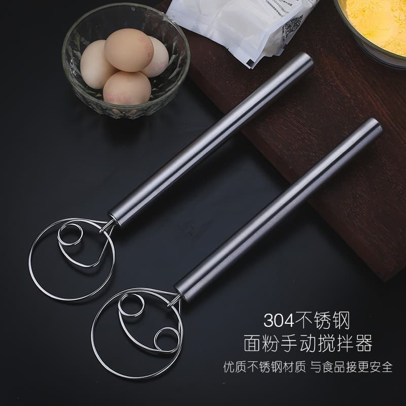Coil Flour Whisk, Manual Egg Beater, Stainless Steel Baking Powder Mixer, Whisking Tool for Salad and Desserts