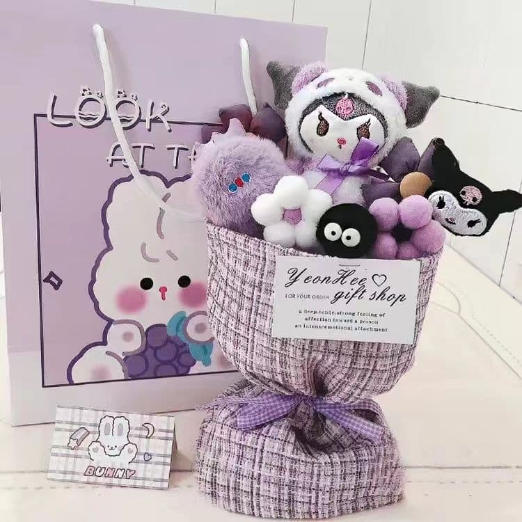 Graduation Gift Bouquet Kuromi Cartoon Plush Bouquet Birthday Gift Stuffed Animal for Girls