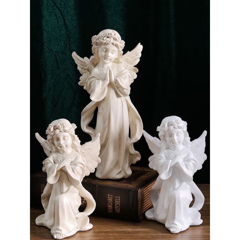 European Vintage Angel Ornament American Resin Plaster Statue Sculpture Little Angel Girl Desktop Decoration Gangyi