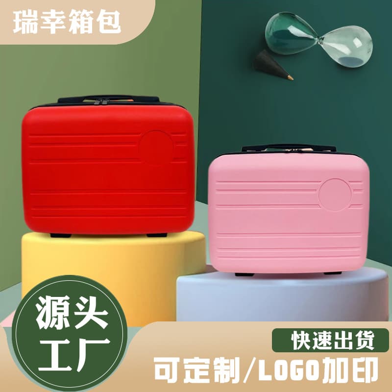 Ready stock 14-inch travel hand carry case with custom logo printing, mini makeup case, portable multifunctional storage bag, luggage