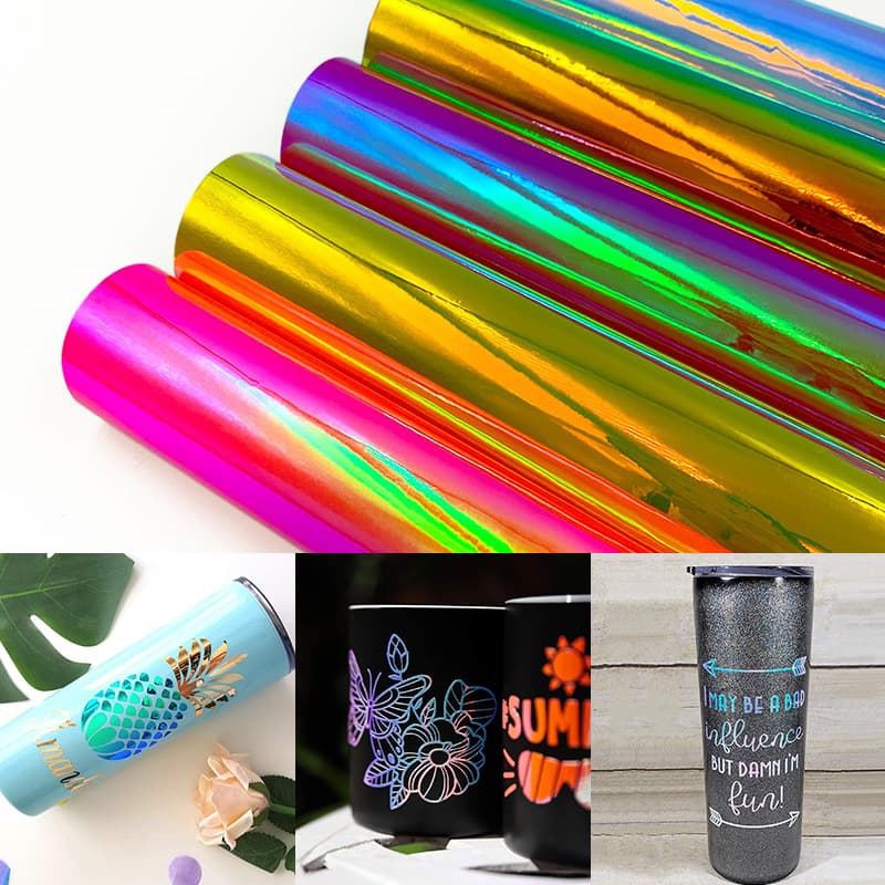 Holographic color-changing colorful rainbow film self-adhesive PVC vinyl vinyl film Craft back adhesive cup sticker car sticker