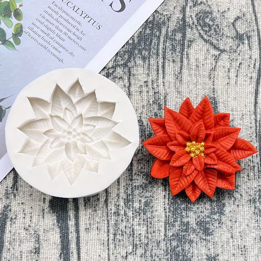 Christmas Holly Leaf and Berry Silicone Mold for Soap, Fondant, DIY Candle Silicone Mold