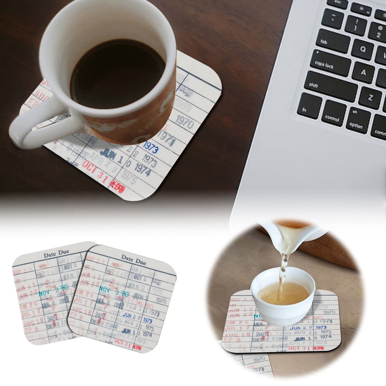 Coaster ornaments coffee coasters cross-border library expiration date acrylic retro cross-border ornaments acrylic coasters