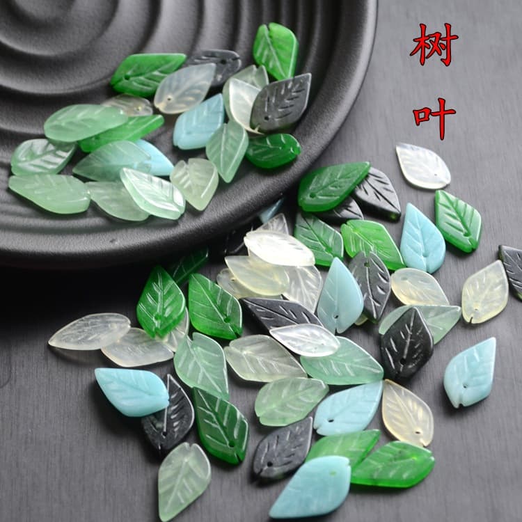 Natural Aventurine, Ganqing Jade, Xiuyan Jade, Dark Green Jade Leaf DIY Accessories for Bracelets, Necklaces, Earrings, and Hairpins