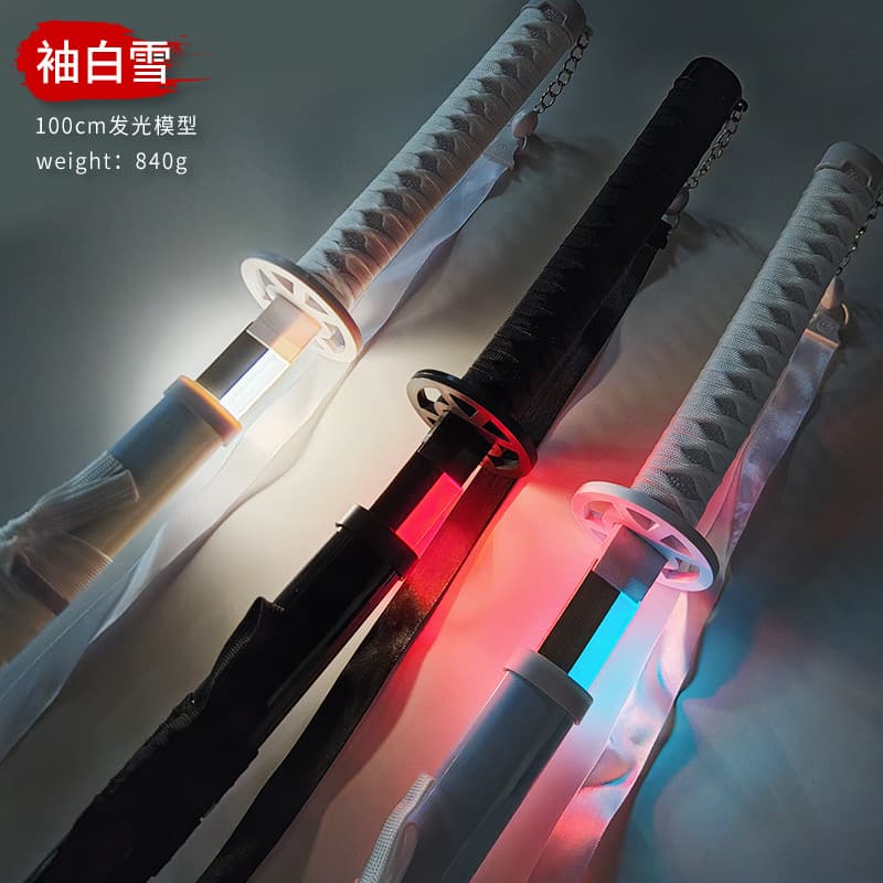 Sode Shirayuki Glowing Wooden Sword Laser Sword Water Shining Sun Same Style Death God Swastika Iaihe Wooden Sword Drawn Sword COS Bamboo Sword