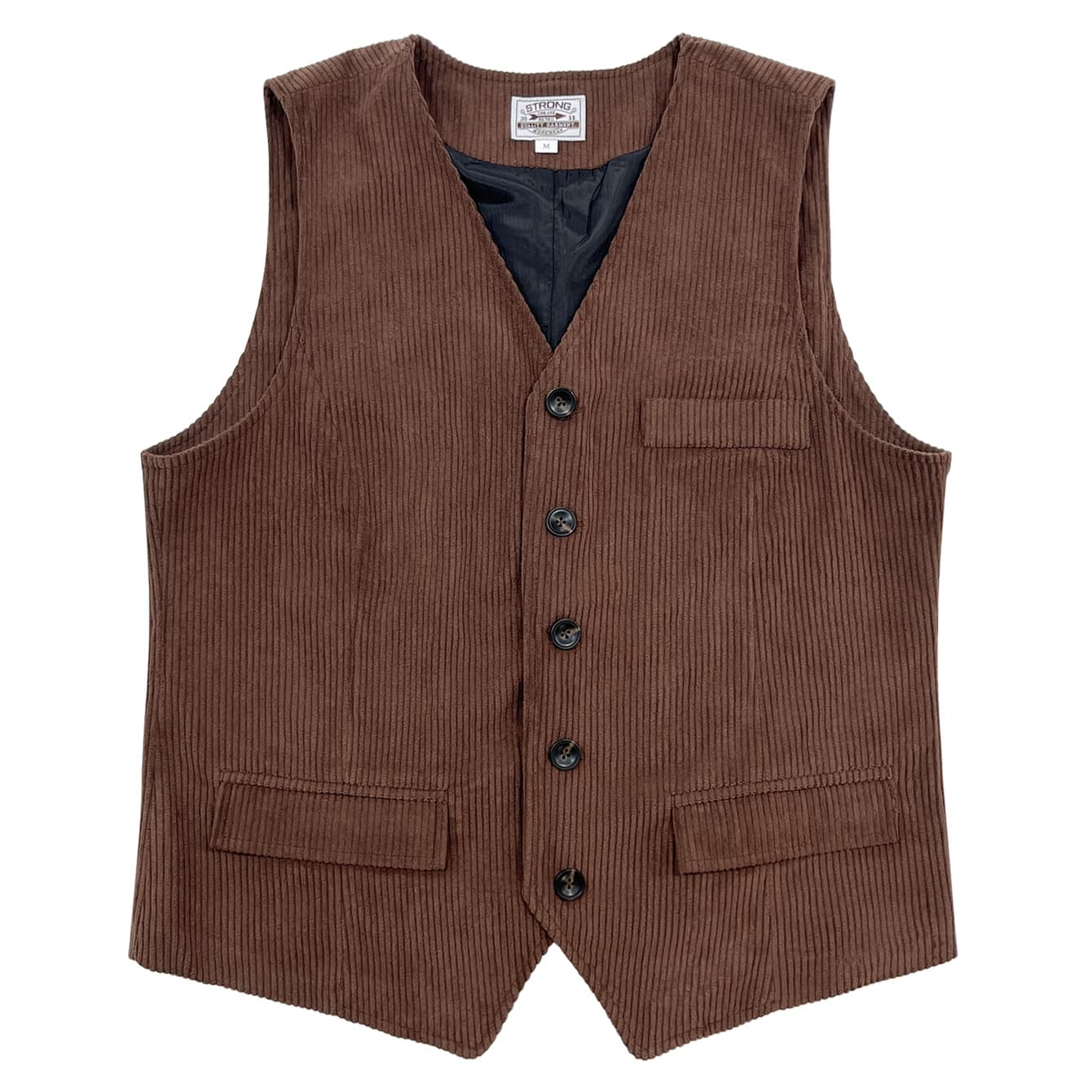 Men's Corduroy Vest with Pocket Patch, Solid Color Single-Breasted Vest, Casual Retro Daily Warm Waistcoat
