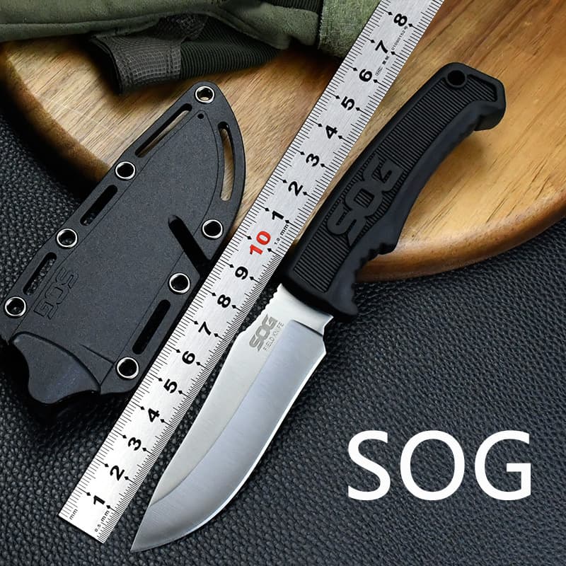 SOG Outdoor Multi-Function Knife Portable Wilderness Survival Straight Knife Tactical Knife Anti-Slip Small Knife Sharp Fruit Knife