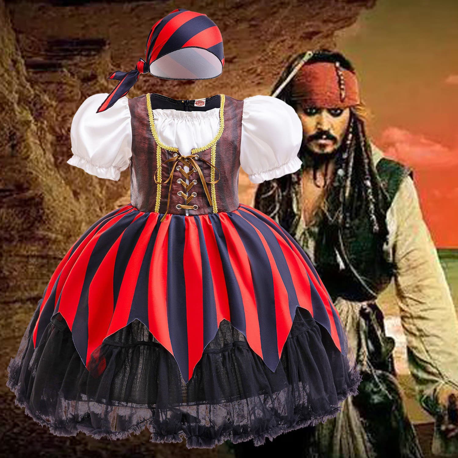Cross-border Halloween Day pirate costume girls little girls children princess skirt pirate captain performance costume SB85