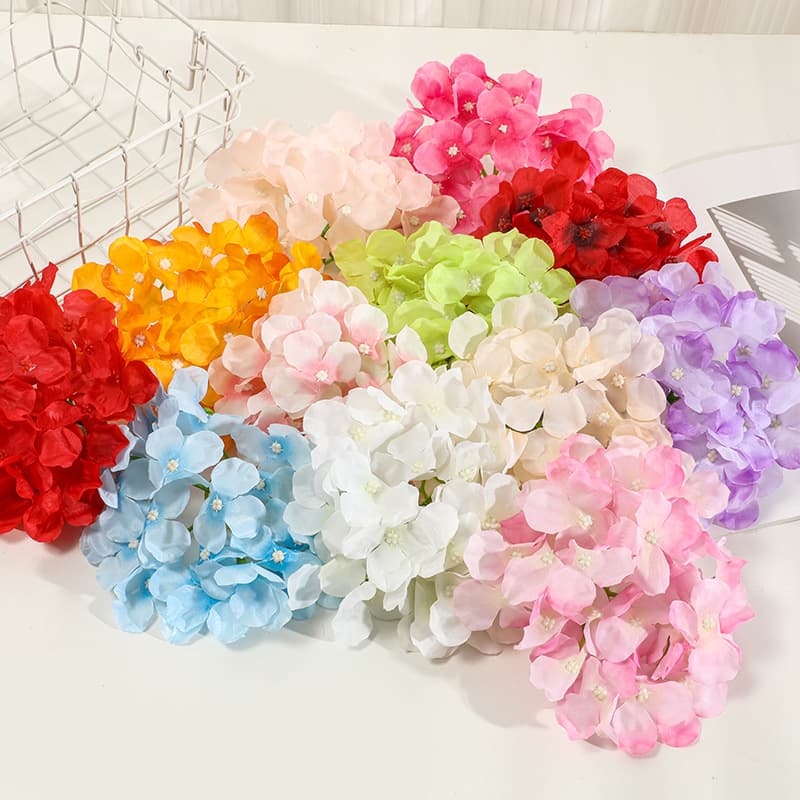 Artificial Hydrangea Silk Flower Heads Decorative Flowers Wholesale European Wedding Arch Wall Flowers 37 Colors