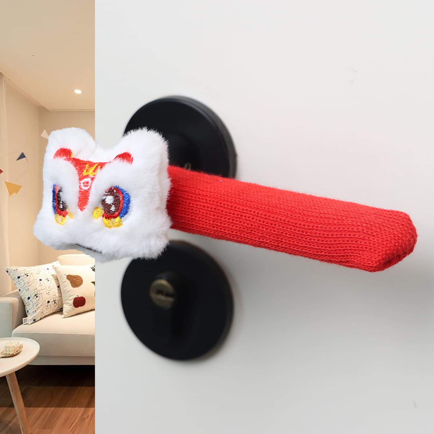 Knitted Door Handle Protector for Bathroom, Anti-Theft Entry Door Handle Cover, Warm Decorative