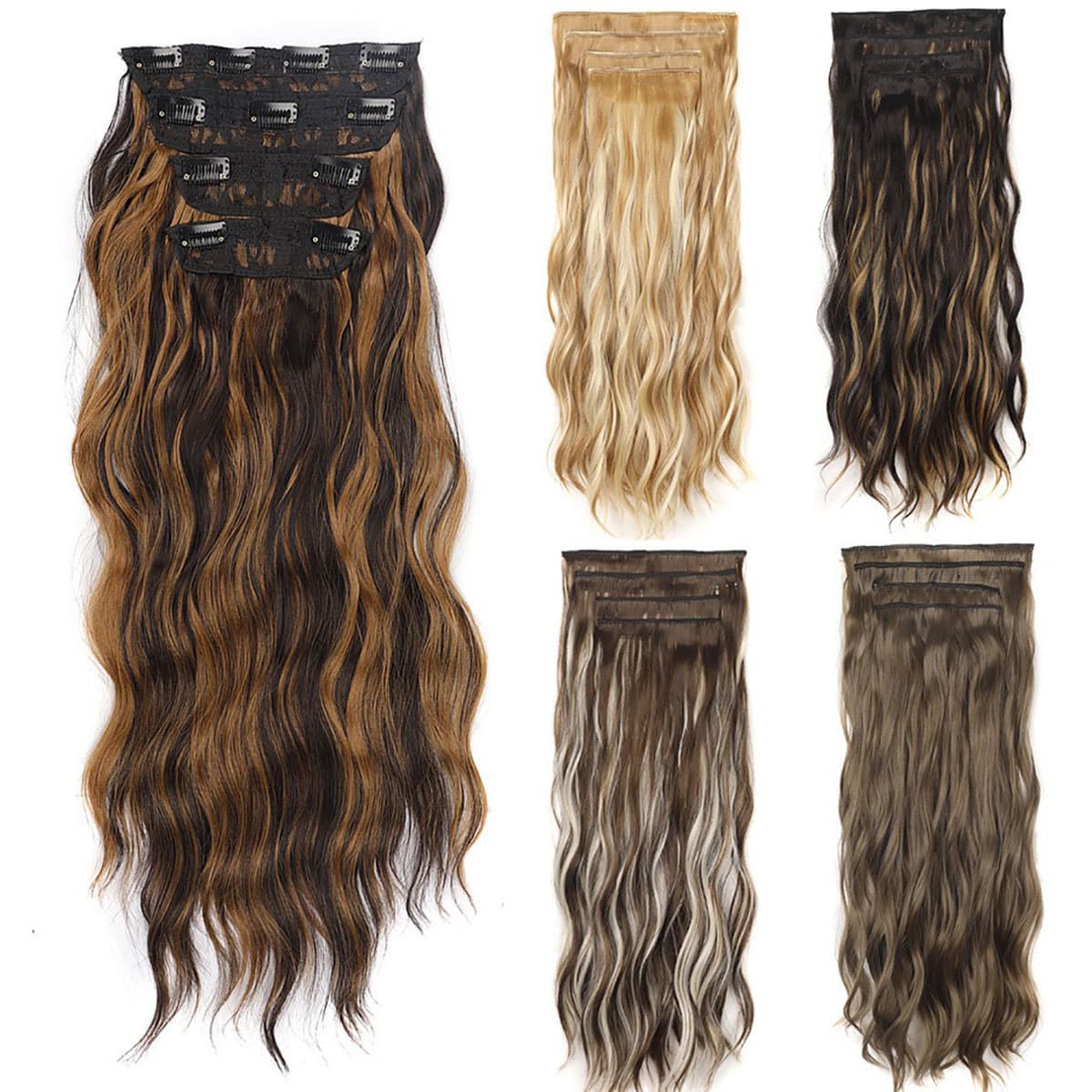 4-Piece Wig Hair Extension for Women, Water Wave Long Curly Hair, Upgraded 4-Piece Invisible Hair Extension Wig, New
