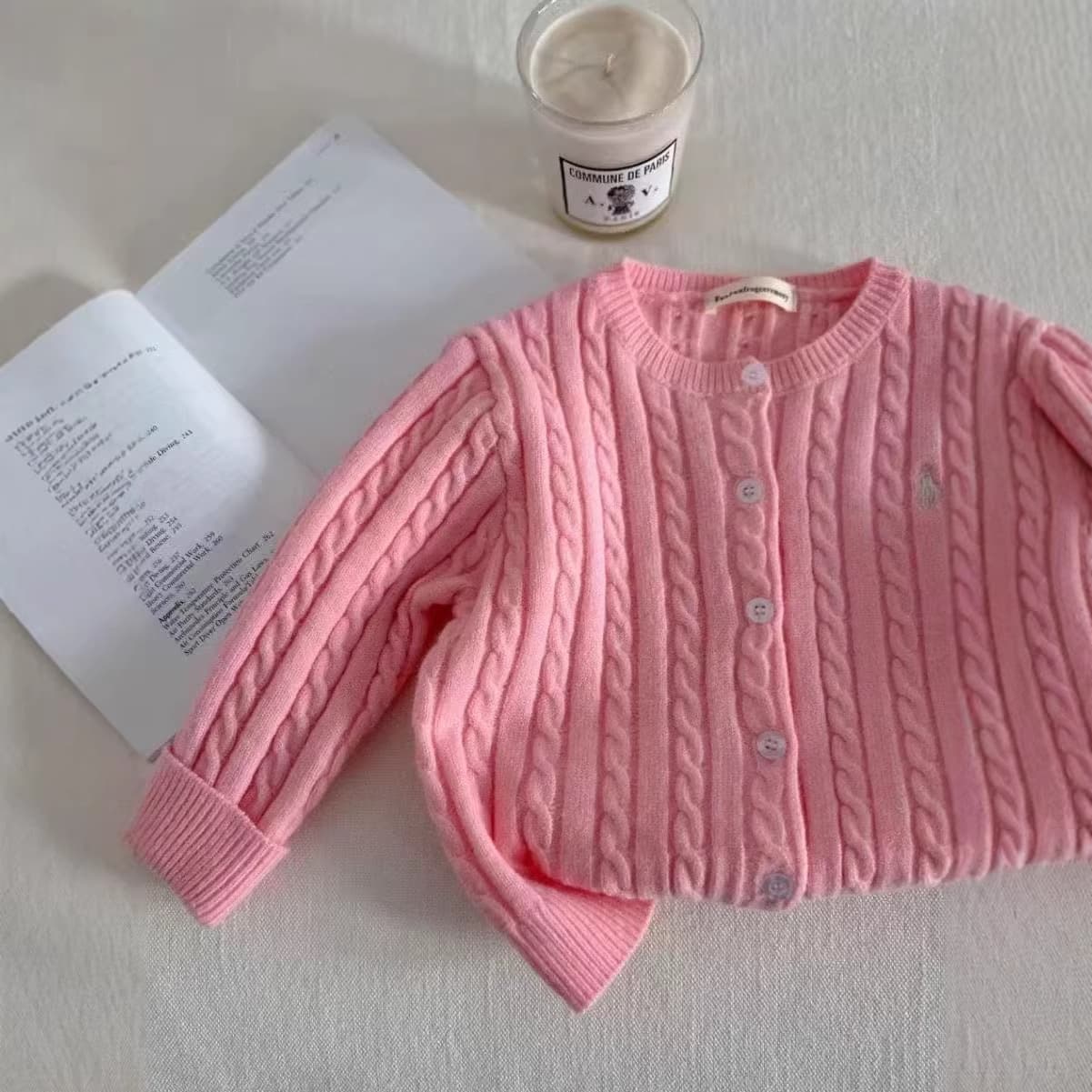New children's sweater jacket 2026 spring and autumn solid color knitted cardigan for boys and girls baby twist sweater outer