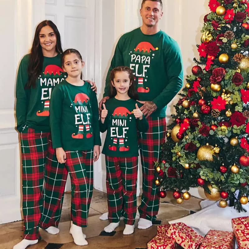 2025 European and American eBay New Christmas Print Family Matching Long Sleeve Pajama Sets, Home Wear