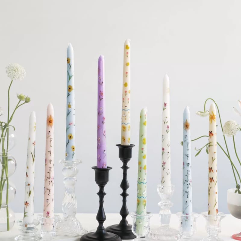 Smokeless candle cross-border 25cm printed long pole candle wedding holiday wedding ornaments decal lighting pole wax wholesale