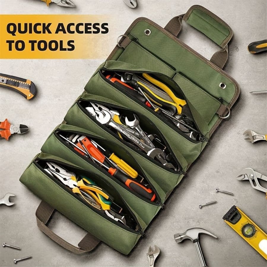 Cross-border Hardware Tool Storage Bag Roll-up Electrician Tool Pouch Car Hanging Storage Bag Vehicle Hardware Tool Kit