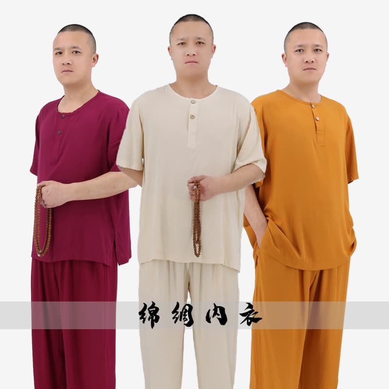 Dixi Monk Robe Short Sleeve Summer Thin Monk Robe Female Ordained Master Monk Underwear Base Shirt Monk Cotton Sleepwear