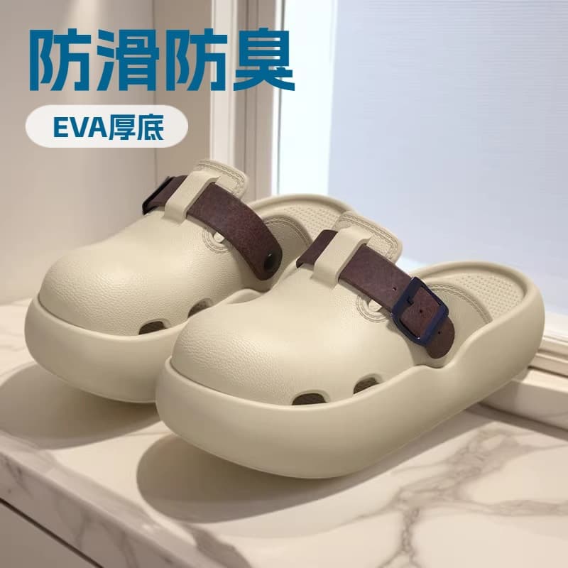 Croc shoes women's summer thick-soled non-slip toe-cap slippers for outdoor wear beach shoes soft-soled increased breathability medical sandals and slippers