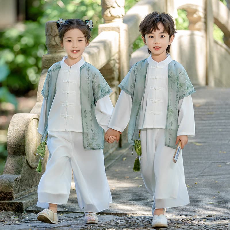 Children's Spring/Autumn Hanfu Ancient Style New Stage Outfit Set Tang Suit Baby Ancient Costume Elementary School Student Performance Costume