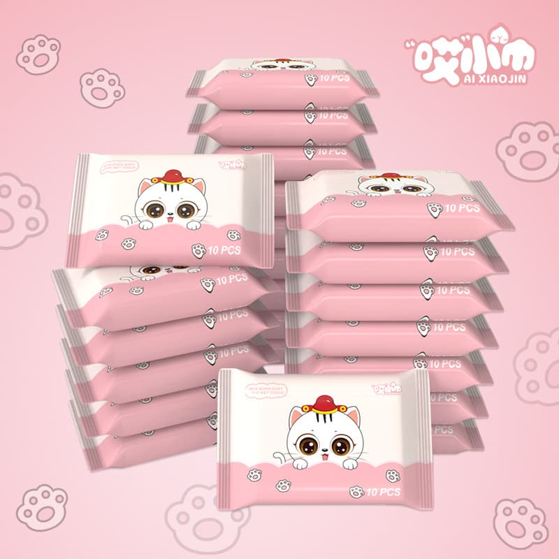 Mini wet wipes for kids, 10 wipes per pack, portable small pack, pocket-sized wet wipes, no-wash wet wipes