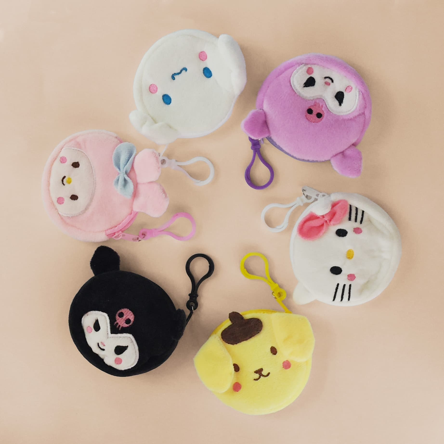 Sanrio Cartoon Stuffed Coin Purse Storage Bag Children's School Bag Pendant Accessories Portable Headphone Bag Women