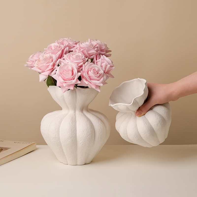 Beihanmei French Fenton Vase White High-End Decorative Piece Living Room Table Home Vintage Art Flower Vessel