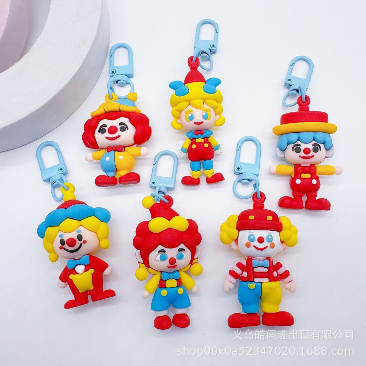 Cross-border Clown Keychain Cartoon Circus Clown Figurine Pendant Funny Keychain Bag Charm Blind Box