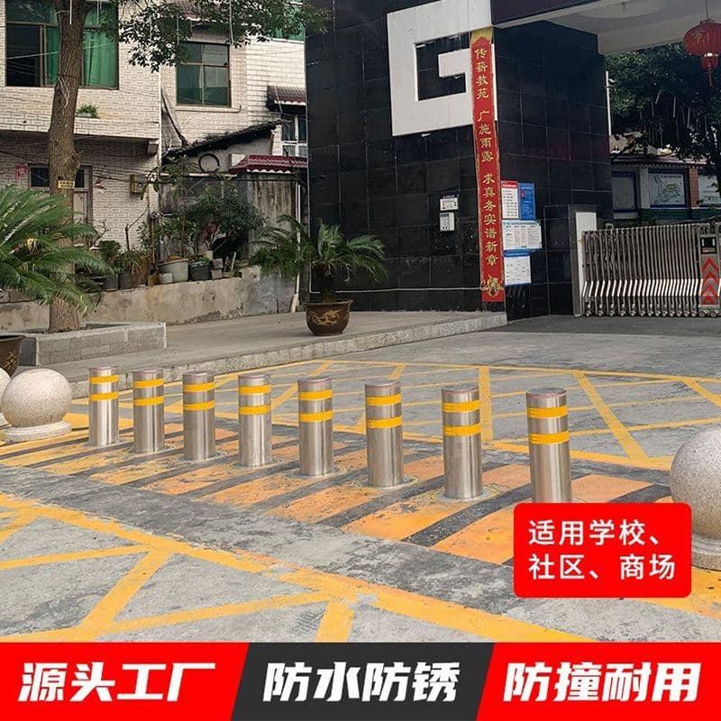 Fully Automatic Hydraulic Rising Bollard, Electric Telescopic Road Bollard for Parking Spaces, Residential Areas, and Schools, Thickened Stainless Steel Warning Anti-Collision Bollard