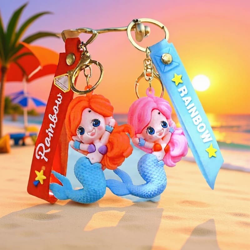Creative Cartoon Mermaid Girl Keychain Epoxy PVC Figure Pendant Blind Box Exquisite Gift Present