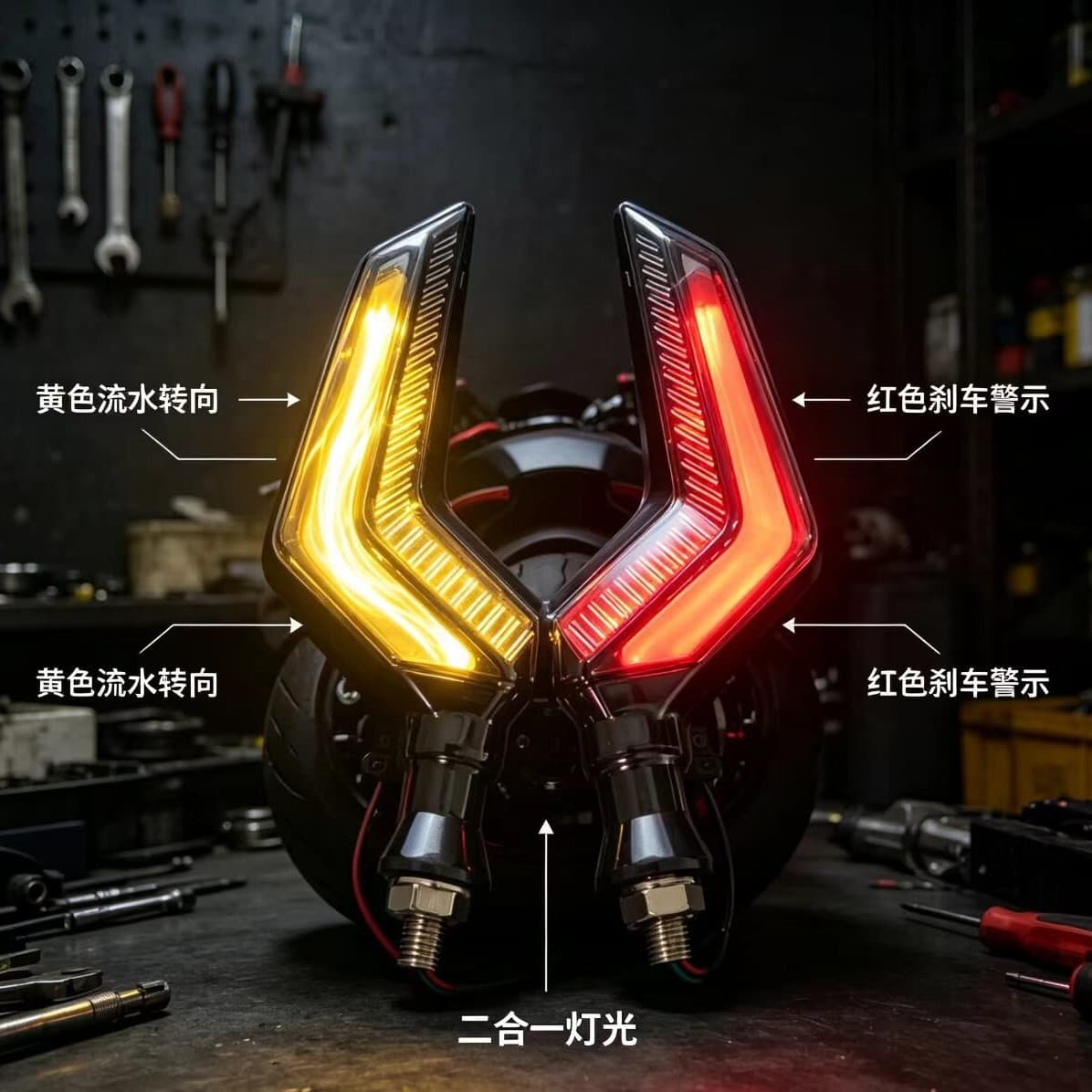 Horn Sequential Turn Signal Light 12V Universal Motorcycle Modified Light