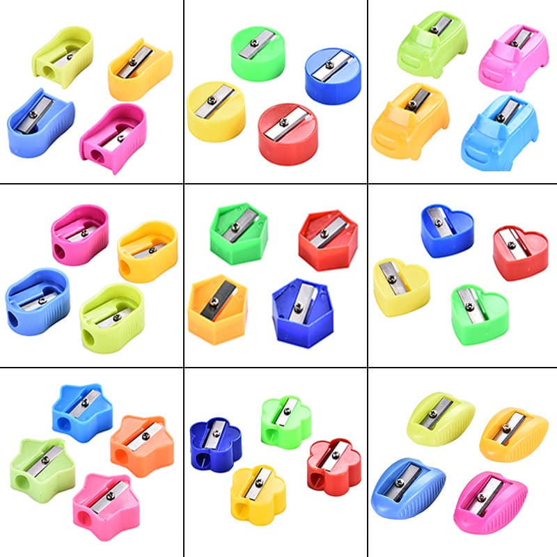 In Stock Colorful Plastic Pencil Sharpener for Students, Children's Gift, Shaped Pencil Sharpener