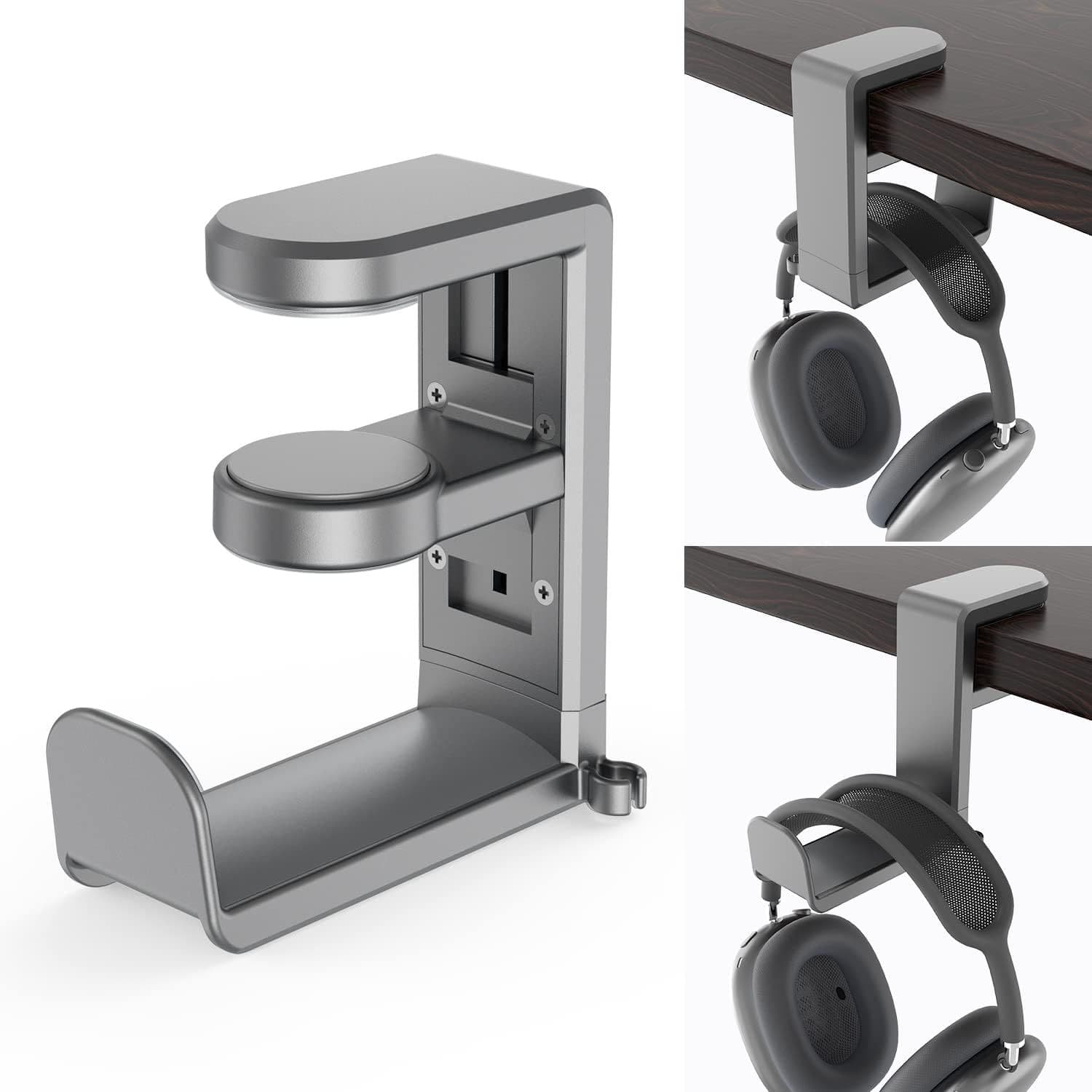 2023 new under-desk no-drill headphone stand 360-degree rotation with handle manufacturer ready stock headset type