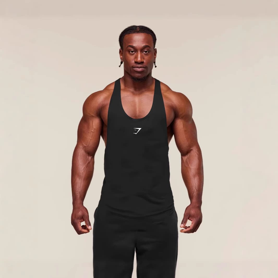 GYMSHARK Men's Sports Fitness Slim Vest Casual Breathable Stretch Fitness Vest Shark