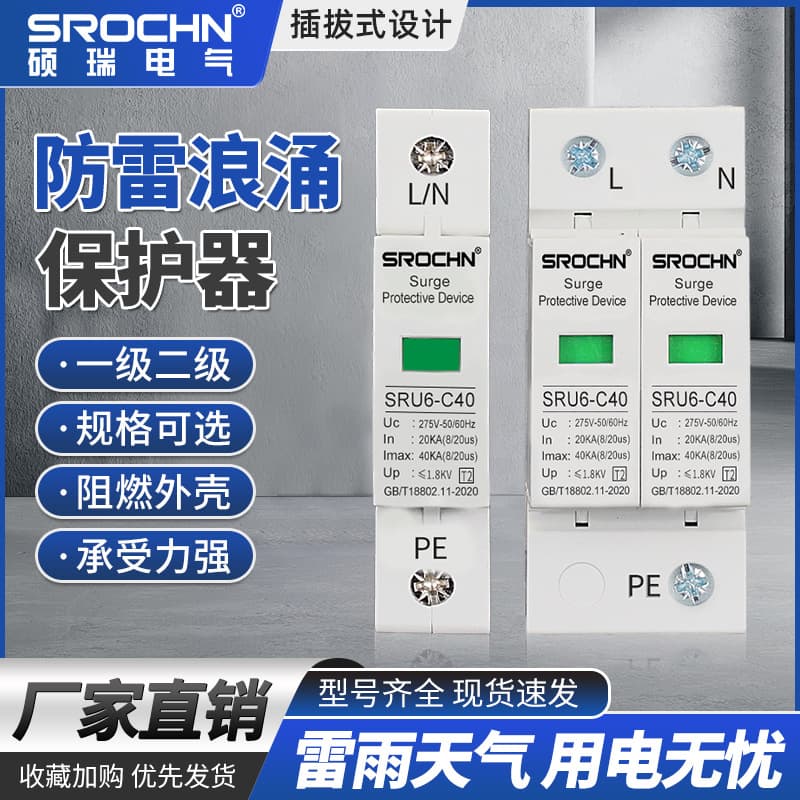 SPD AC275V Secondary Lightning Protection Surge Protective Device 40KA Power Surge Lightning Arrester Surge Protector