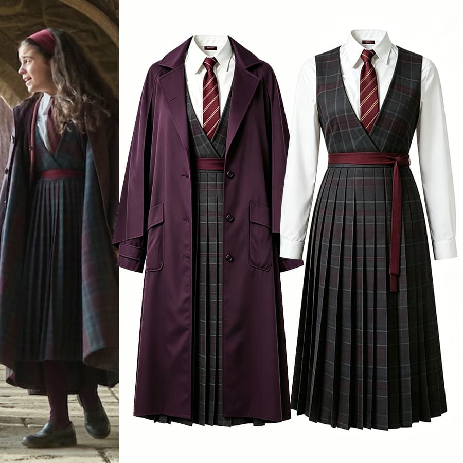 Drama version of Harry Potter Hermione school uniform skirt cos suit flying lesson cloak magic robe Halloween stage performance costume