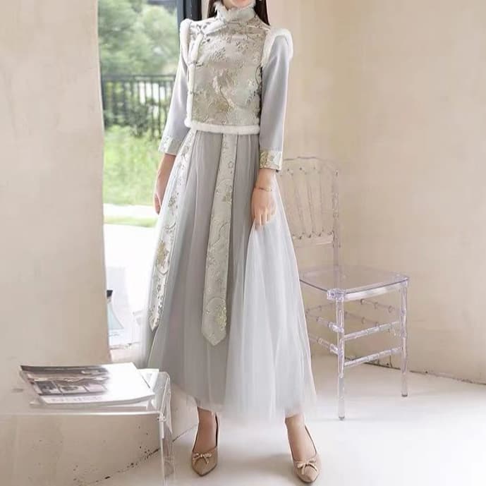 Bridesmaid Dress Chinese Style 2025 Winter Tang Suit Plus Size Sister Group Dress Winter Drop Shipping