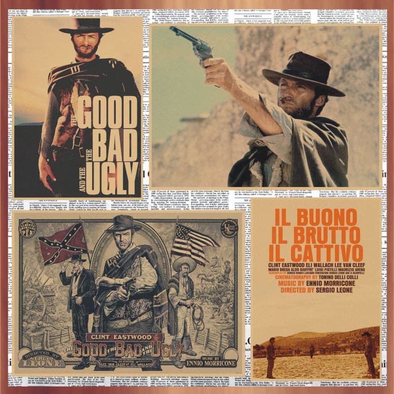 Free shipping for Red Dead Redemption, The Good and the Bad, and the Bad and the Bad movie posters, retro kraft paper decorative wall paintings, murals