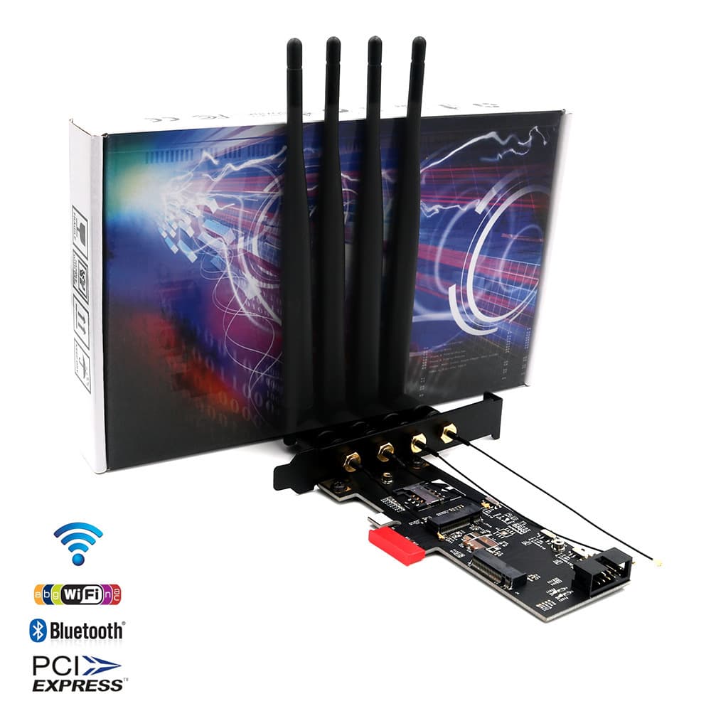2-in-1 NGFF M.2 Key A/E+BK to PCI-E 1X Adapter Card for 4G LTE WiFi Bluetooth Expansion